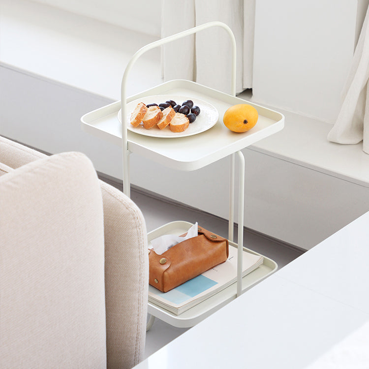 Square End Side Table X-base End Table with Shelves and Tray Top Clearhalo 'Coffee & Accent Tables' 'End & Side Tables' 'end_side_tables' 'furn' 'furn_end_side_tables' 'Furniture' 'Living Room Furniture' 6364381