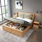 Natural Bed Frame Wood and Upholstered Standard Bed Upholstered Headboard
