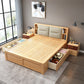 Natural Bed Frame Wood and Upholstered Standard Bed Upholstered Headboard