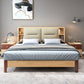 Natural Bed Frame Wood and Upholstered Standard Bed Upholstered Headboard