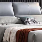 Moderne graue Bettenrahmen gepolstert Festfarb Standard Bett mit maßgeschneidertem goldenem Bein