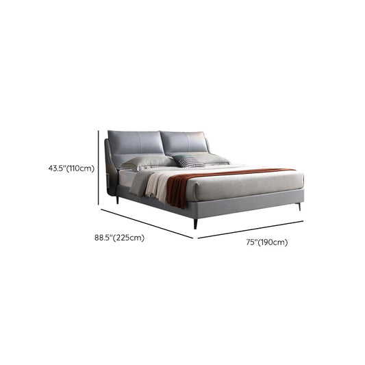 Moderne graue Bettenrahmen gepolstert Festfarb Standard Bett mit maßgeschneidertem goldenem Bein