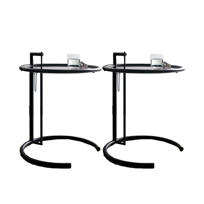 Round Glass Top End Table with Stainless Steel C Base Side Table Black 2 Clearhalo 'Coffee & Accent Tables' 'End & Side Tables' 'end_side_tables' 'furn' 'furn_end_side_tables' 'Furniture' 'Living Room Furniture' 6364461