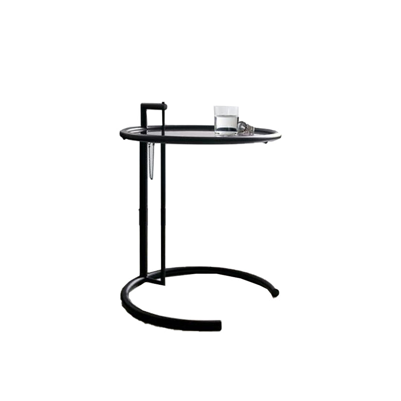 Round Glass Top End Table with Stainless Steel C Base Side Table Clearhalo 'Coffee & Accent Tables' 'End & Side Tables' 'end_side_tables' 'furn' 'furn_end_side_tables' 'Furniture' 'Living Room Furniture' 6364467
