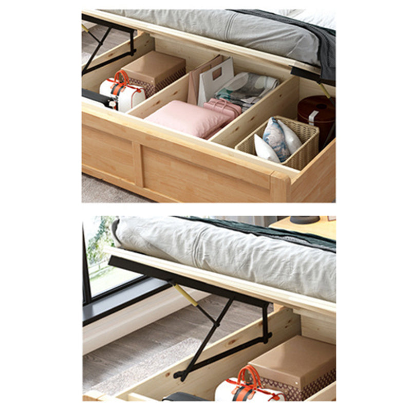 Natuurlijk eigentijds paneelbed hout en gestoffeerd standaard bedgeplaatste hoofdeinde