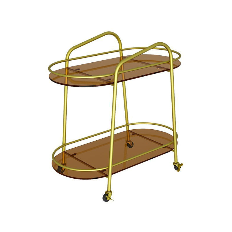 Modern Glass Side Table 4 Legs Oval Side End Table with Storage