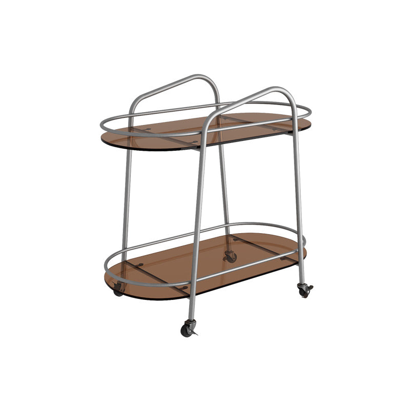 Modern Glass Side Table 4 Legs Oval Side End Table with Storage