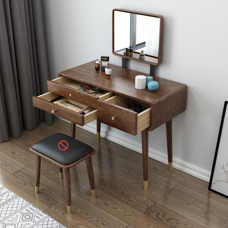 3-Drawer Vanity Makeup Table Set Traditional Mirrored Ash Vanity Makeup Vanity Clearhalo 'Bedroom Furniture' 'furn' 'furn_makeup_vanities' 'Furniture' 'Makeup Vanities' 'makeup_vanities' 6364511