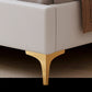 Lit de panneau moderne lit en faux cuir blanc avec une jambe en or personnalisée