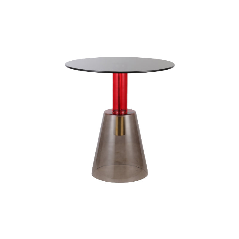 モダンな丸いガラス上部面表19.68 "背の高い台座の端テーブル