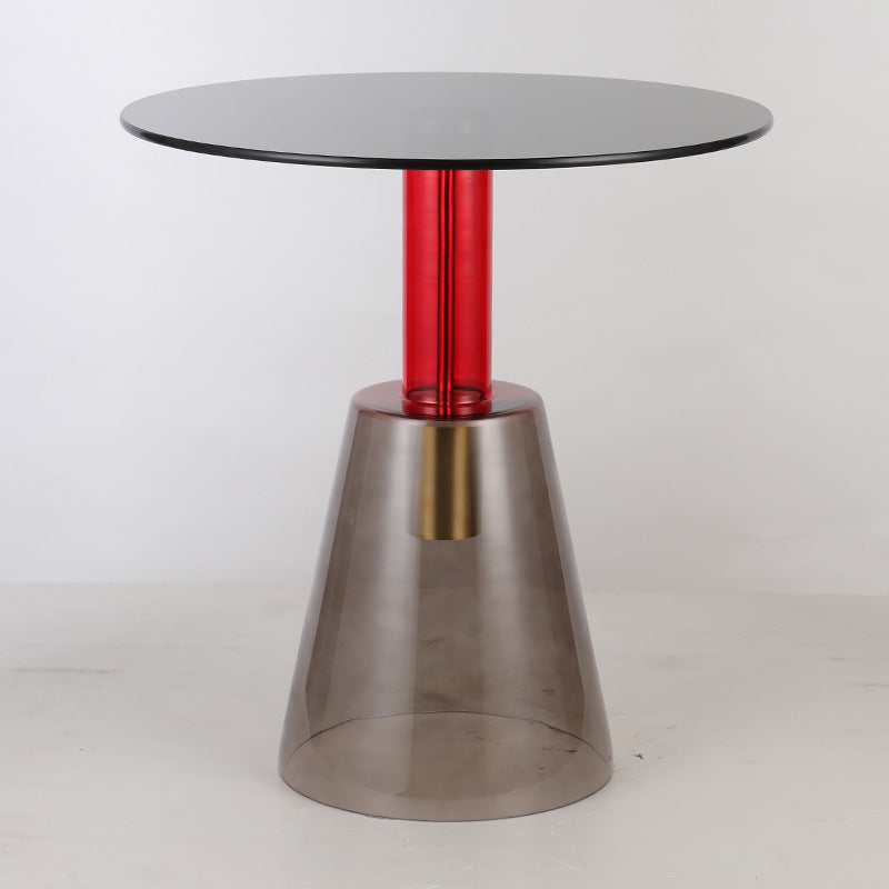 モダンな丸いガラス上部面表19.68 "背の高い台座の端テーブル