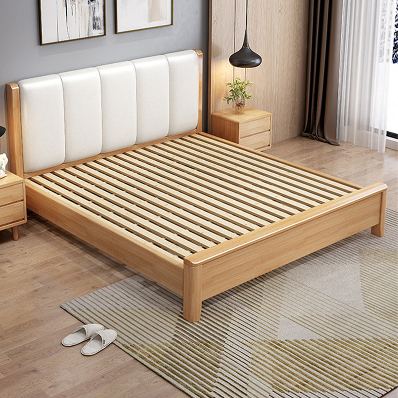 Cama de panel moderno rectangular cama de madera sólida con cabecero