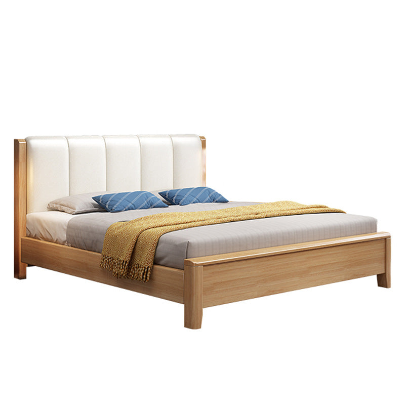 Cama de panel moderno rectangular cama de madera sólida con cabecero