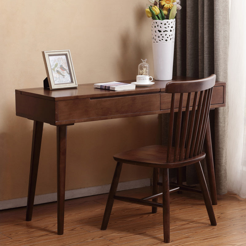 Scandinavian Rubberwood Vanity Flip Single Mirror Jewelry Vanity Desk Clearhalo 'Bedroom Furniture' 'furn' 'furn_makeup_vanities' 'Furniture' 'Makeup Vanities' 'makeup_vanities' 6364606