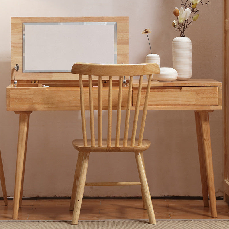 Scandinavian Rubberwood Vanity Flip Single Mirror Jewelry Vanity Desk Clearhalo 'Bedroom Furniture' 'furn' 'furn_makeup_vanities' 'Furniture' 'Makeup Vanities' 'makeup_vanities' 6364609