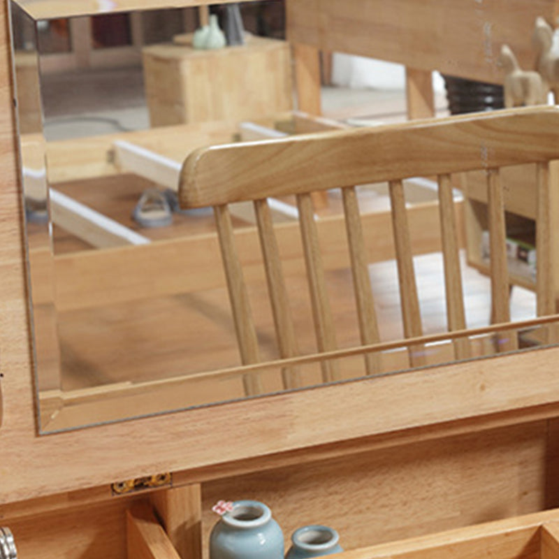 Scandinavian Rubberwood Vanity Flip Single Mirror Jewelry Vanity Desk Clearhalo 'Bedroom Furniture' 'furn' 'furn_makeup_vanities' 'Furniture' 'Makeup Vanities' 'makeup_vanities' 6364615