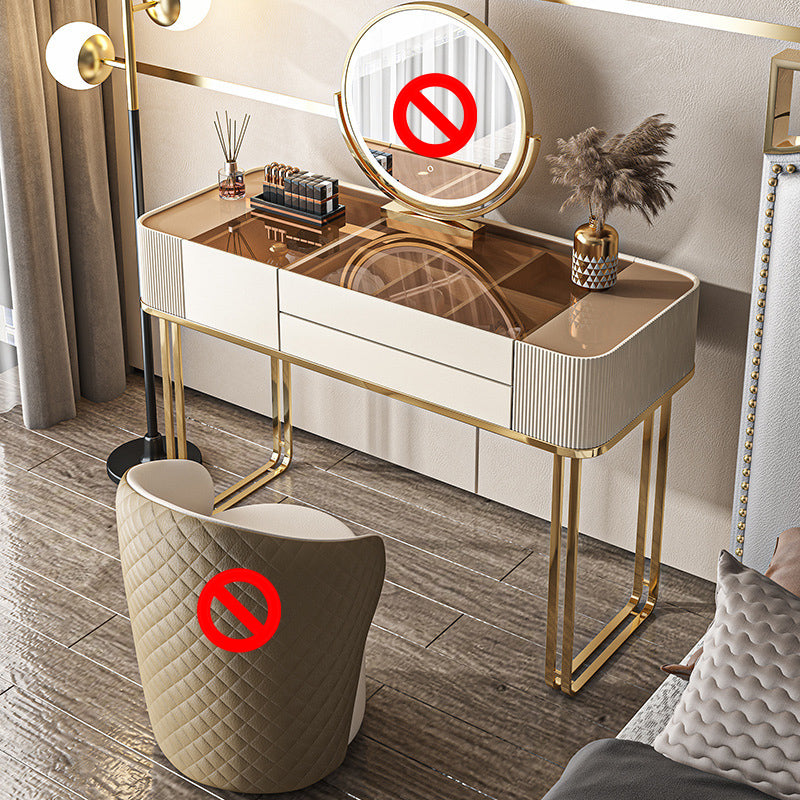 17.72" Wide Vanity Desk with Storage Drawers Glam Glass Dresser Table 47"L x 18"W x 30"H Clearhalo 'Bedroom Furniture' 'furn' 'furn_makeup_vanities' 'Furniture' 'Makeup Vanities' 'makeup_vanities' 6364683