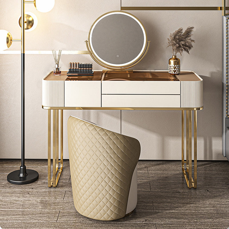 17.72" Wide Vanity Desk with Storage Drawers Glam Glass Dresser Table Clearhalo 'Bedroom Furniture' 'furn' 'furn_makeup_vanities' 'Furniture' 'Makeup Vanities' 'makeup_vanities' 6364684