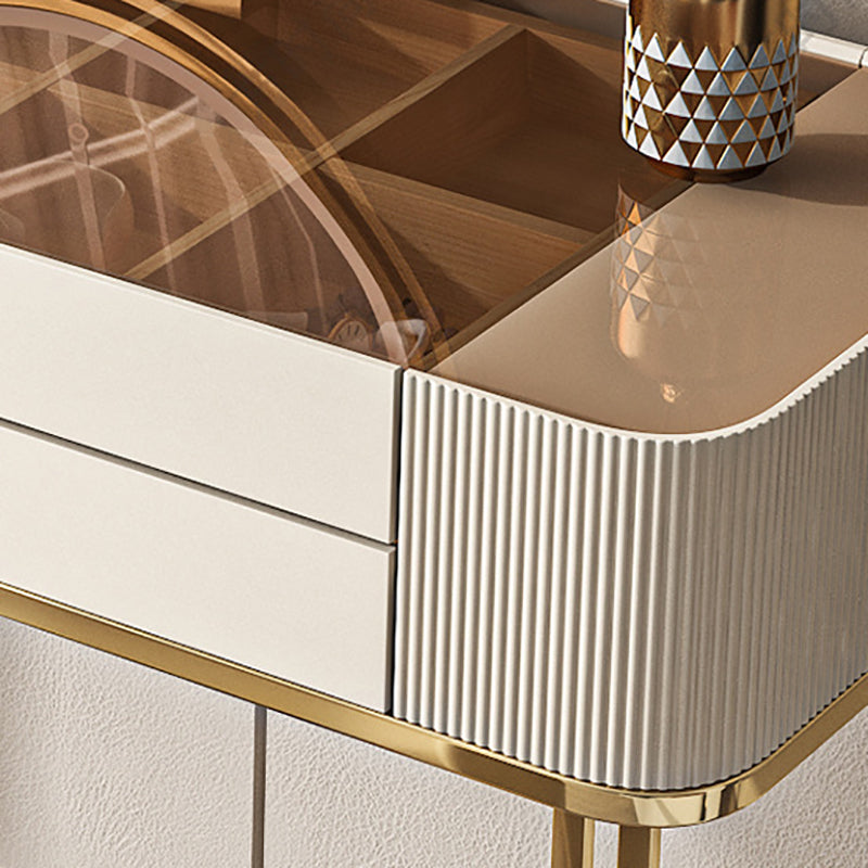 17.72" Wide Vanity Desk with Storage Drawers Glam Glass Dresser Table Clearhalo 'Bedroom Furniture' 'furn' 'furn_makeup_vanities' 'Furniture' 'Makeup Vanities' 'makeup_vanities' 6364685