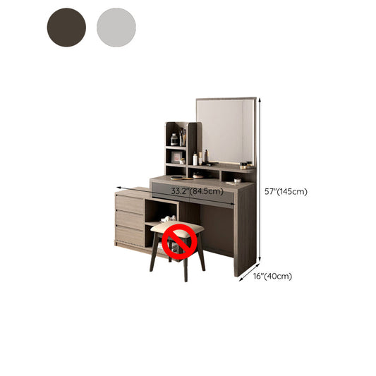 15.74" Wide Vanity Tables Wood Makeup Table with 5 Storage Drawers and Mirror