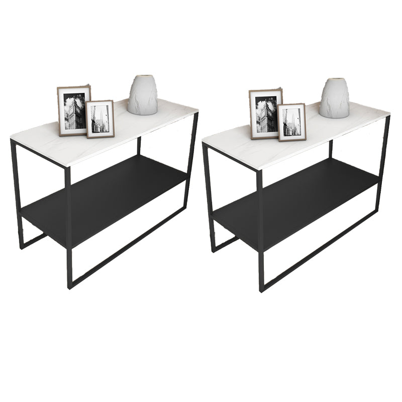 コンテンポラリースレッドエンドテーブルスレート上部長方形のサイドテーブル、21.7 "