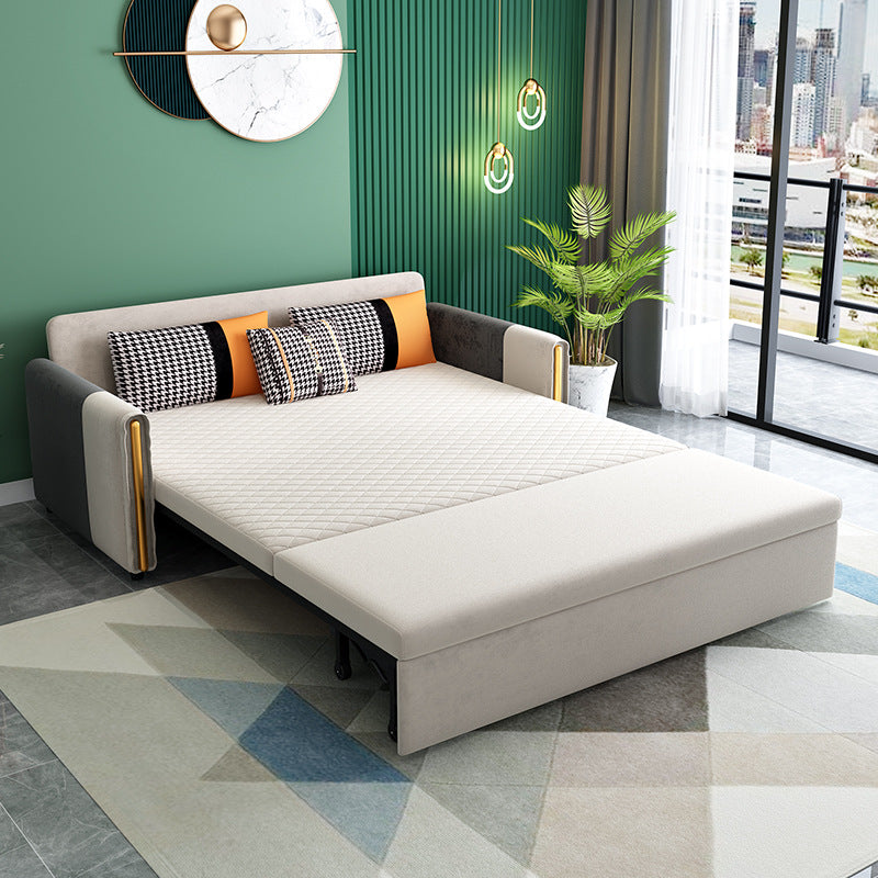 Light Gray Sleeper Sofa Modern Style Sofa Bed with Upholstered Clearhalo 'furn' 'furn_futons' 'Furniture' 'Futons & Daybeds' 'Futons' 'Living Room Furniture' 6364758