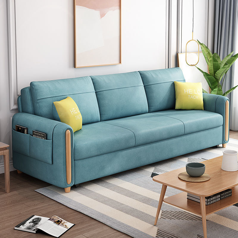 Green Faux leather Sleeper Sofa Scandinavian Style Sofa Bed for Home Clearhalo 'furn' 'furn_futons' 'Furniture' 'Futons & Daybeds' 'Futons' 'Living Room Furniture' 6364789