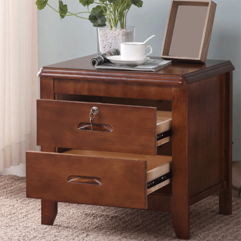 2 Drawers Solid Wood Nightstand Contemporary Oak Night Table Clearhalo 'Bedroom Furniture' 'furn' 'furn_night_stand' 'Furniture' 'night_stand' 'Nightstands' 6366573