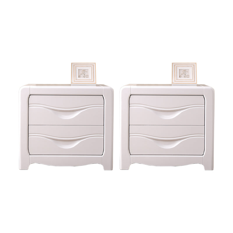 2 Drawers Solid Wood Nightstand Contemporary Oak Night Table 21.3"L x 16.1"W x 19.1"H White 2 Piece Set Clearhalo 'Bedroom Furniture' 'furn' 'furn_night_stand' 'Furniture' 'night_stand' 'Nightstands' 6366574