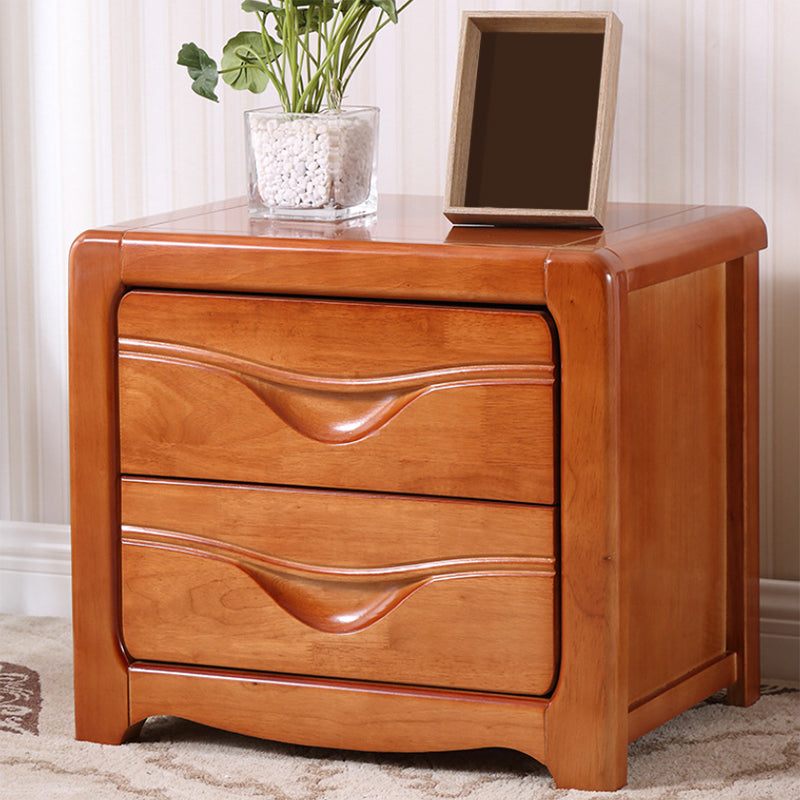 2 Drawers Solid Wood Nightstand Contemporary Oak Night Table Clearhalo 'Bedroom Furniture' 'furn' 'furn_night_stand' 'Furniture' 'night_stand' 'Nightstands' 6366575
