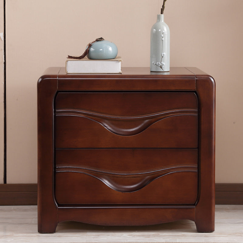 2 Drawers Solid Wood Nightstand Contemporary Oak Night Table 21.3"L x 16.1"W x 19.1"H Dark Walnut 1 Piece Clearhalo 'Bedroom Furniture' 'furn' 'furn_night_stand' 'Furniture' 'night_stand' 'Nightstands' 6366576