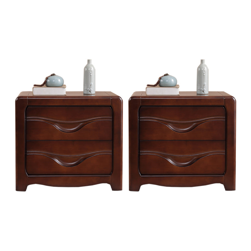 2 Drawers Solid Wood Nightstand Contemporary Oak Night Table 21.3"L x 16.1"W x 19.1"H Dark Walnut 2 Piece Set Clearhalo 'Bedroom Furniture' 'furn' 'furn_night_stand' 'Furniture' 'night_stand' 'Nightstands' 6366577
