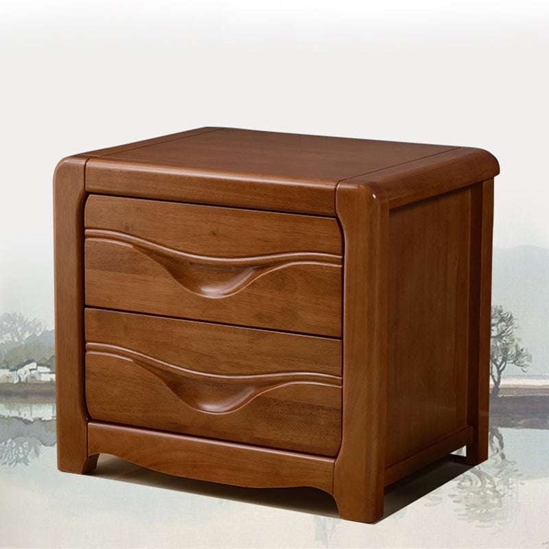 2 Drawers Solid Wood Nightstand Contemporary Oak Night Table Clearhalo 'Bedroom Furniture' 'furn' 'furn_night_stand' 'Furniture' 'night_stand' 'Nightstands' 6366590