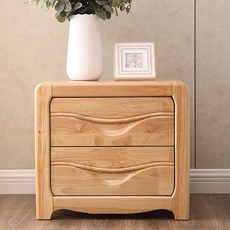2 Drawers Solid Wood Nightstand Contemporary Oak Night Table 21.3"L x 16.1"W x 19.1"H Natural 1 Piece Clearhalo 'Bedroom Furniture' 'furn' 'furn_night_stand' 'Furniture' 'night_stand' 'Nightstands' 6366591