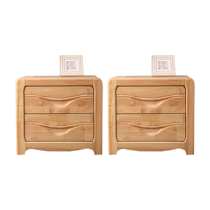 2 Drawers Solid Wood Nightstand Contemporary Oak Night Table 21.3"L x 16.1"W x 19.1"H Natural 2 Piece Set Clearhalo 'Bedroom Furniture' 'furn' 'furn_night_stand' 'Furniture' 'night_stand' 'Nightstands' 6366592
