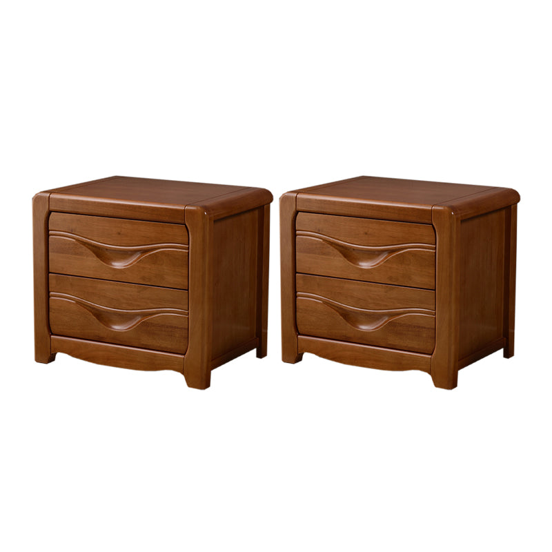 2 Drawers Solid Wood Nightstand Contemporary Oak Night Table 21.3"L x 16.1"W x 19.1"H Wood 2 Piece Set Clearhalo 'Bedroom Furniture' 'furn' 'furn_night_stand' 'Furniture' 'night_stand' 'Nightstands' 6366595