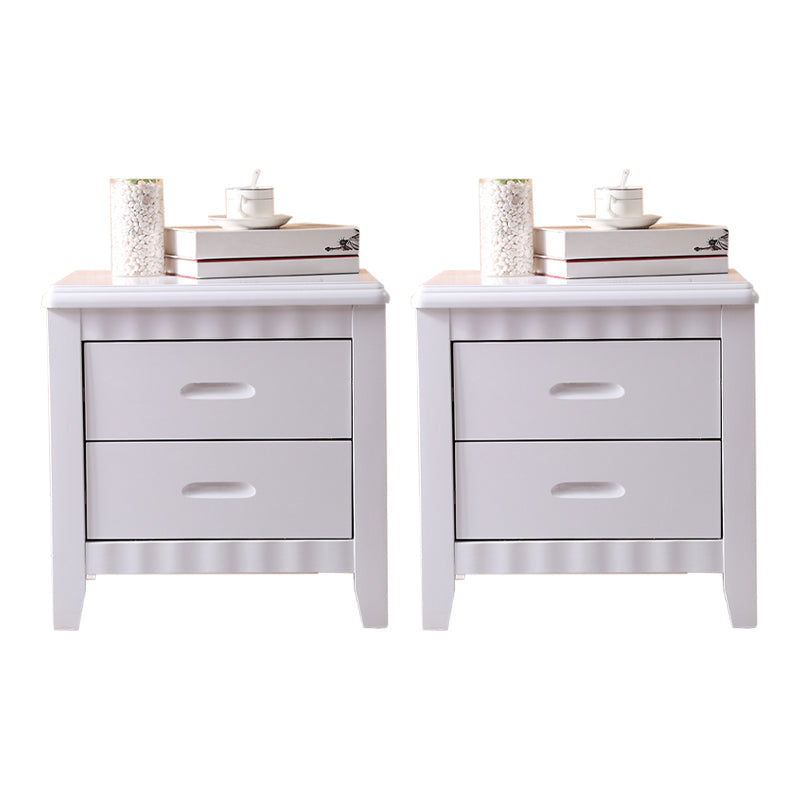 2 Drawers Solid Wood Nightstand Contemporary Oak Night Table 18.5"L x 15.4"W x 19.7"H White 2 Piece Set Clearhalo 'Bedroom Furniture' 'furn' 'furn_night_stand' 'Furniture' 'night_stand' 'Nightstands' 6366598
