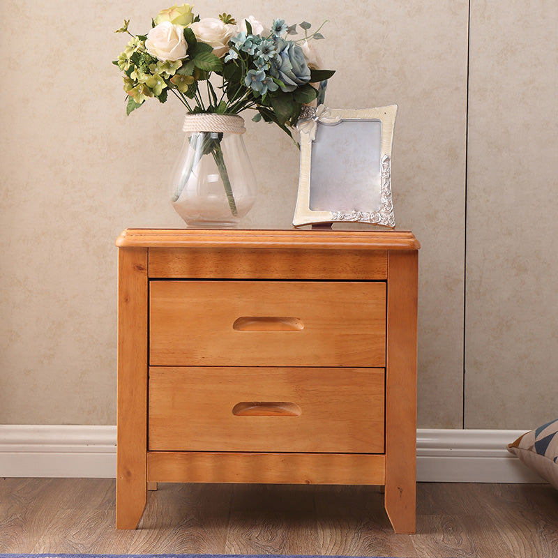 2 Drawers Solid Wood Nightstand Contemporary Oak Night Table 18.5"L x 15.4"W x 19.7"H Light Walnut 1 Piece Clearhalo 'Bedroom Furniture' 'furn' 'furn_night_stand' 'Furniture' 'night_stand' 'Nightstands' 6366599