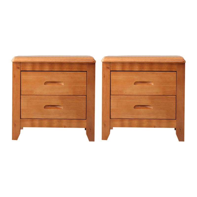 2 Drawers Solid Wood Nightstand Contemporary Oak Night Table 18.5"L x 15.4"W x 19.7"H Light Walnut 2 Piece Set Clearhalo 'Bedroom Furniture' 'furn' 'furn_night_stand' 'Furniture' 'night_stand' 'Nightstands' 6366600