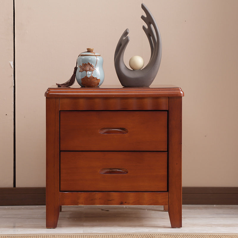 2 Drawers Solid Wood Nightstand Contemporary Oak Night Table 18.5"L x 15.4"W x 19.7"H Medium Wood 1 Piece Clearhalo 'Bedroom Furniture' 'furn' 'furn_night_stand' 'Furniture' 'night_stand' 'Nightstands' 6366601