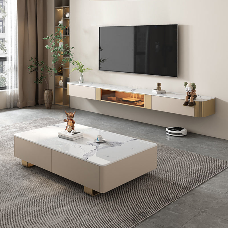 Glam Stone – console TV, meuble TV mural avec rangement pour le salon