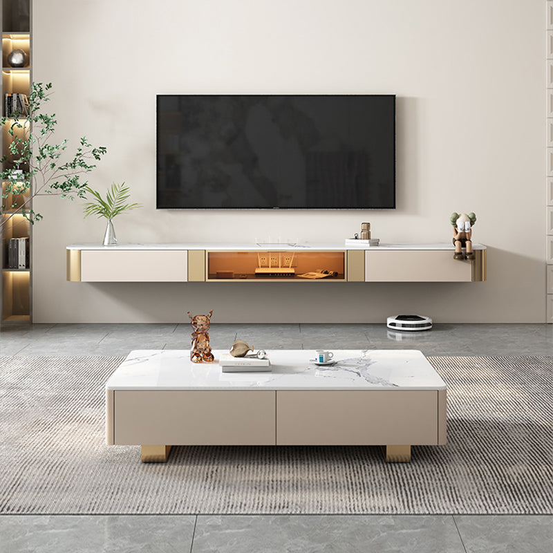 Glam Stone – console TV, meuble TV mural avec rangement pour le salon