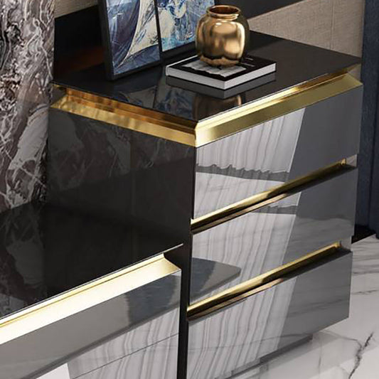 Console TV MEDIA TV GLAM TV da 16 "W con console multimediale televisiva in vetro con cassetti