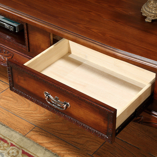 Solid Wood TV Media Console Open Storage Media Console TV Stand with Drawers