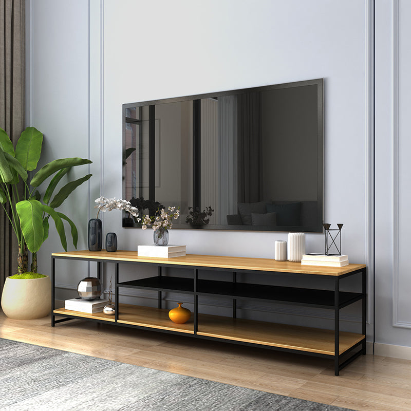 Solid Wood TV Media Console Industrial Media Console TV Stand for Living Room Black Clearhalo 'furn' 'furn_tv_stands_entertainment_centers' 'Furniture' 'Living Room Furniture' 'TV Stands & Entertainment Centers' 'TV Stands & Media Storage Furniture' 'tv_stands_entertainment_centers' 6366774