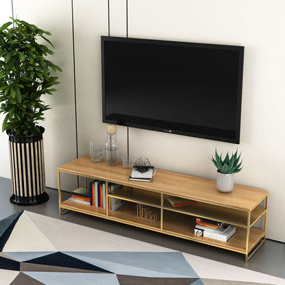 Solid Wood TV Media Console Industrial Media Console TV Stand for Living Room Gold Clearhalo 'furn' 'furn_tv_stands_entertainment_centers' 'Furniture' 'Living Room Furniture' 'TV Stands & Entertainment Centers' 'TV Stands & Media Storage Furniture' 'tv_stands_entertainment_centers' 6366776