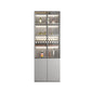 Contemporary Faux Wood Display Cabinet Glass Door Storage Cabinet for Living Room
