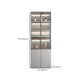 Contemporary Faux Wood Display Cabinet Glass Door Storage Cabinet for Living Room