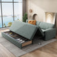 Modern Green Convertible Sofa Cushion Back Foldable Loveseat