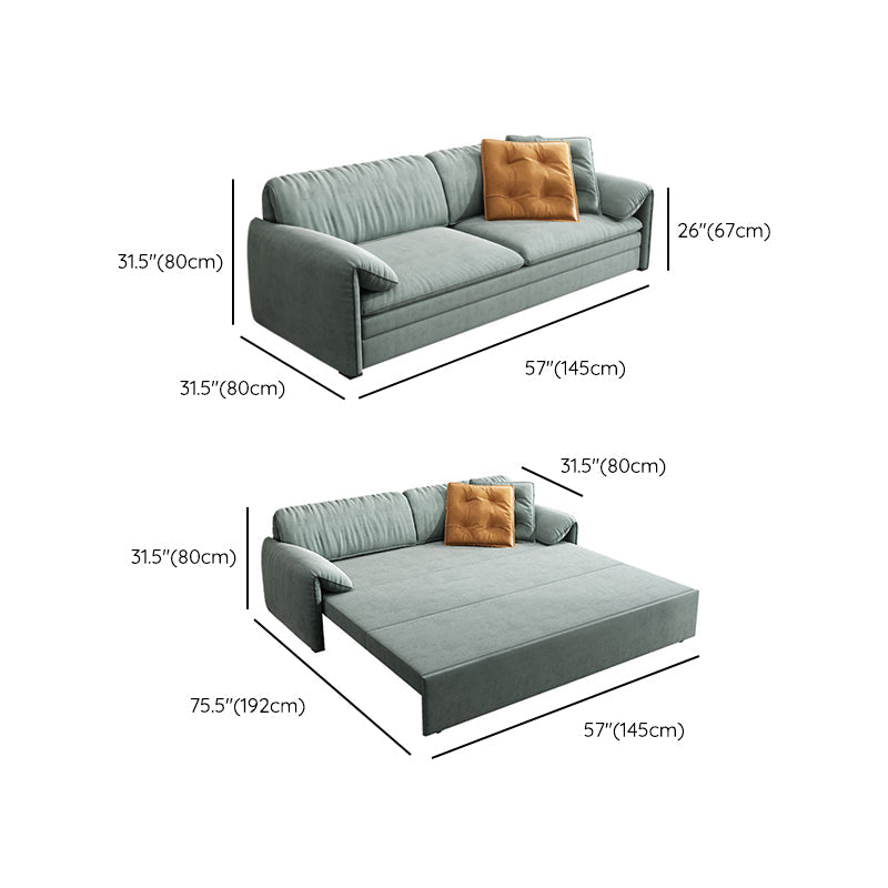 Modern Green Convertible Sofa Cushion Back Foldable Loveseat
